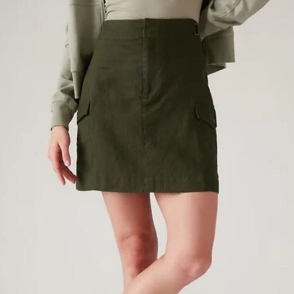 Athleta Voyager Linen Skirt Women 12 Undyed Essential Green Size 12
